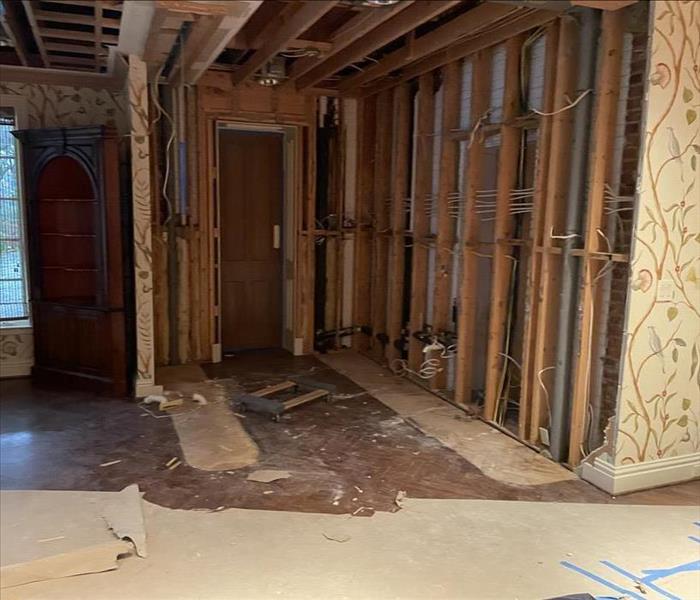 A flood damaged home post water extraction and demo.